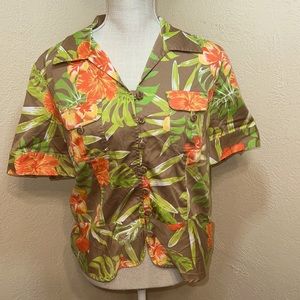 Multiples Ladies Hawaiian Floral Button Down Top